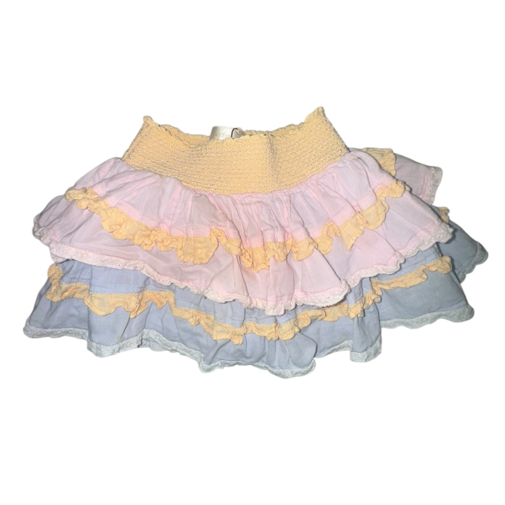 LoveShackFancy Multicolor Ruffle A-Line Skirt